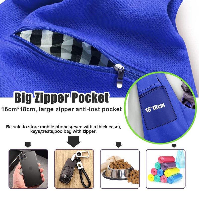 Tomkas Dog Sling Carrier for Small Dogs - Royal Blue, Adjustable Strap & Zipper Pocket, Up to 10 lbs. Perfect Puppy Carrier for Small Dogs - Image 2